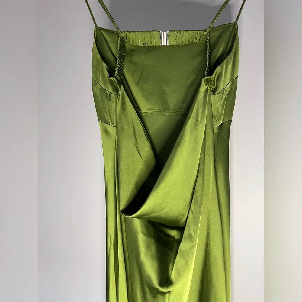 Abercrombie & Fitch Olive Green Satin Maxi Slip Dress